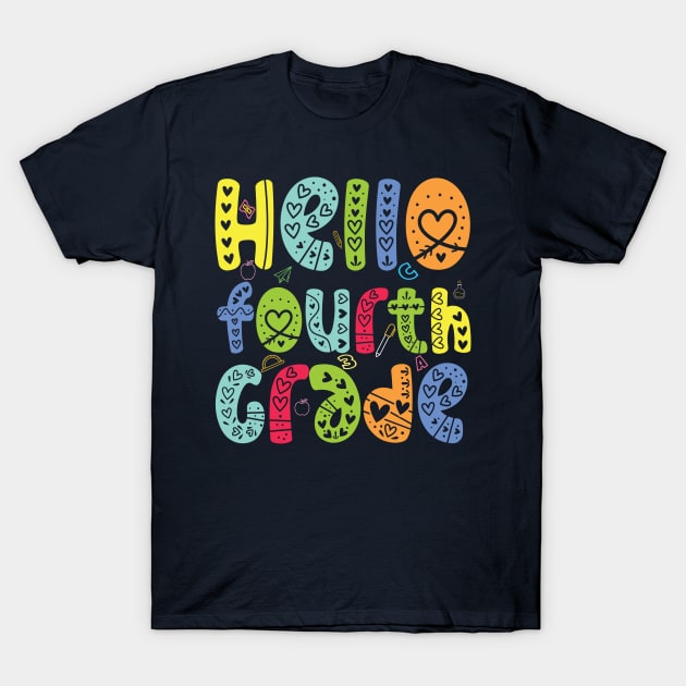 Hello fourth grade 4th Grade Team Back To School Teacher Kid T-Shirt by Gaming champion